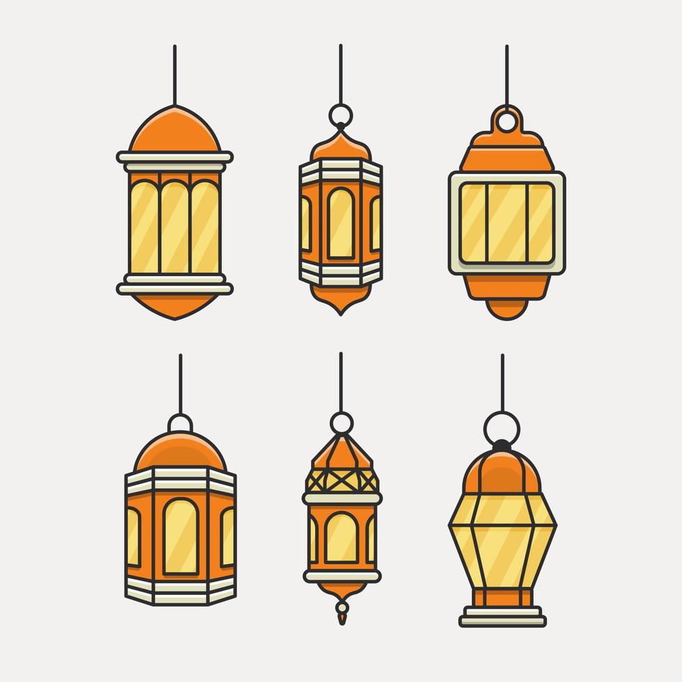 ilustración de una linterna islámica en una jaula vector