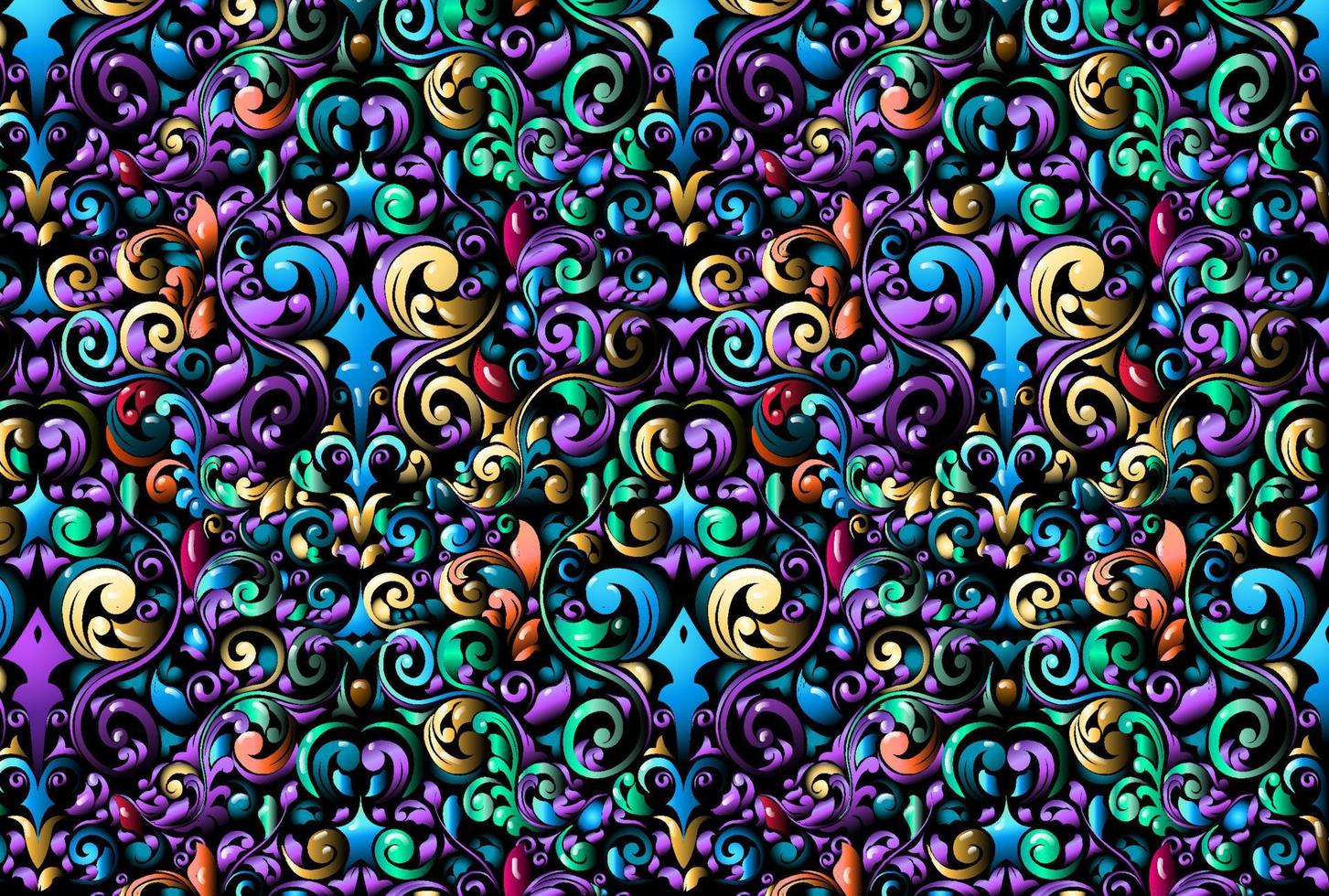 Vector crazy style floral pattern. Multicolored fantasy background with stylised plants.