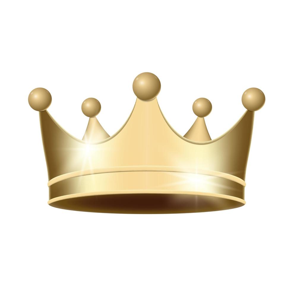 Golden crown isolated on white background, vector illustration