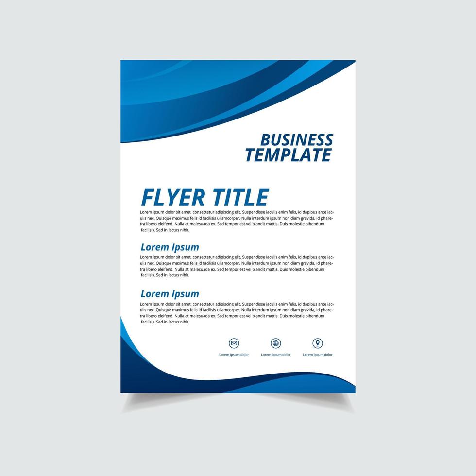 Modern corporate business flyer design template. Blue gradient Wave Business flyer design background. vector