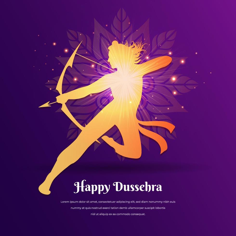 Celebration of dussehra background illustration. Happy dussehra design with lord Rama silhouette. vector