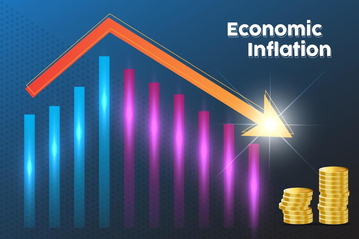 Economic inflation design vector illustration. Economic crisis with falling growth and rising inflation background.