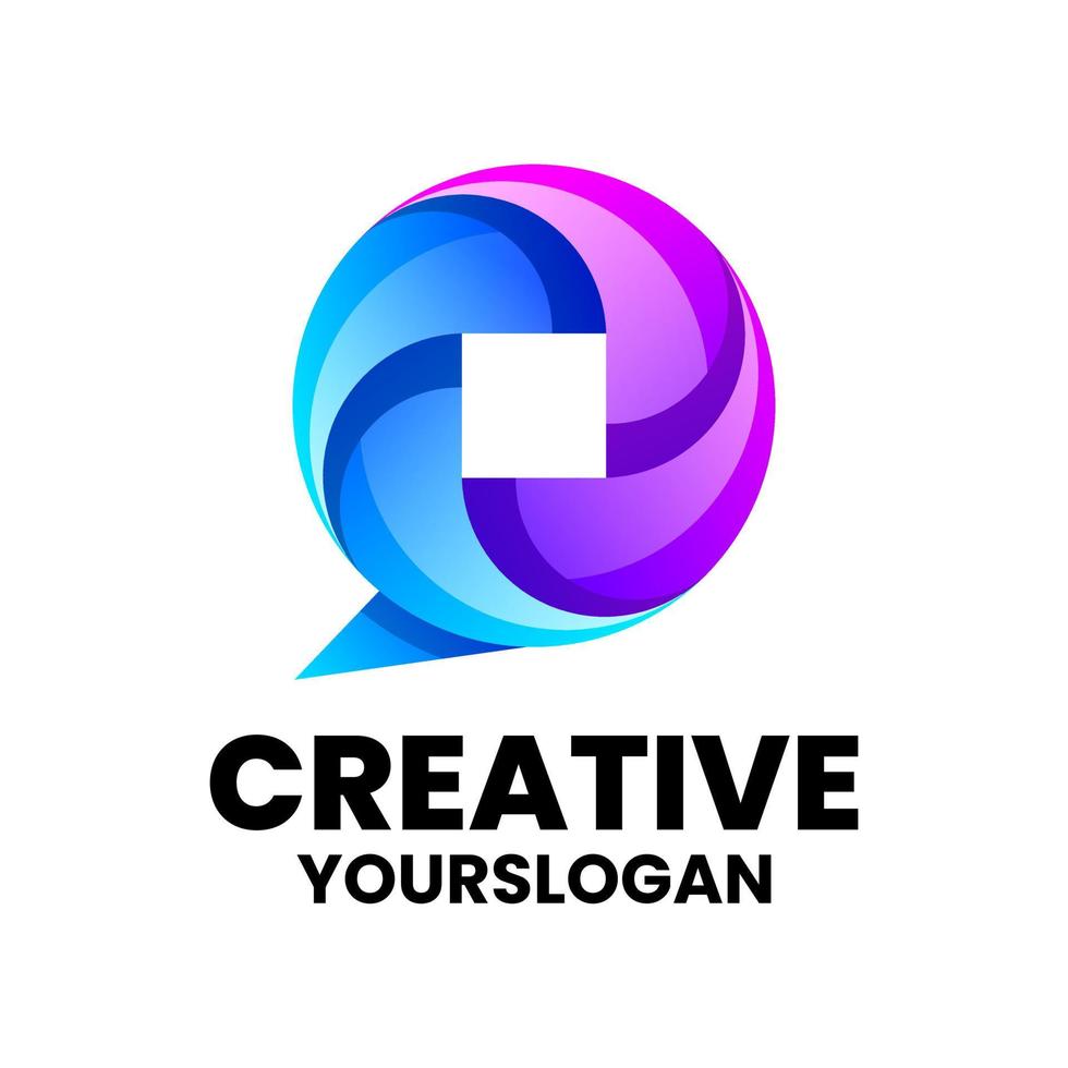 Vector logo illustration message gradient colorful style