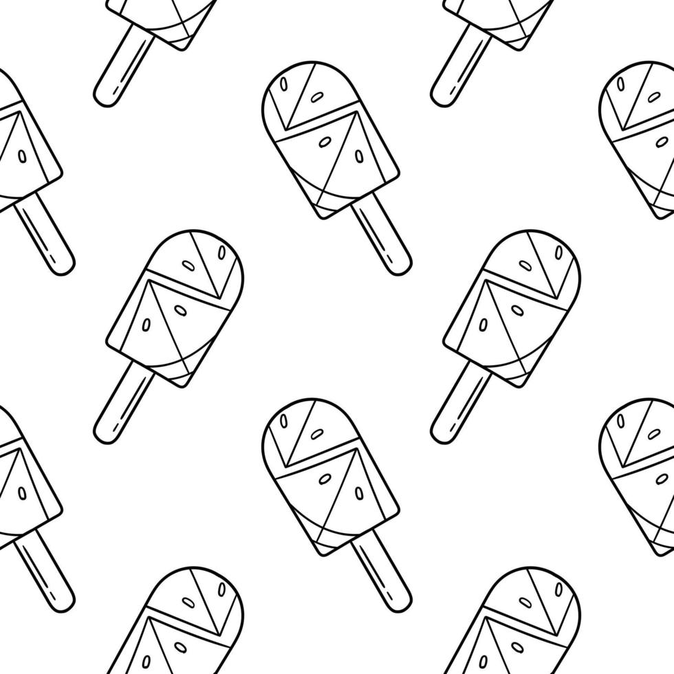 watermelon ice cream hand drawn seamless pattern vector