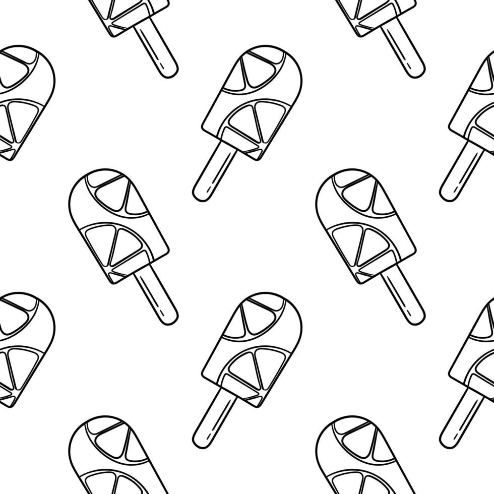 hand drawn lemon ice cream seamless pattern vector