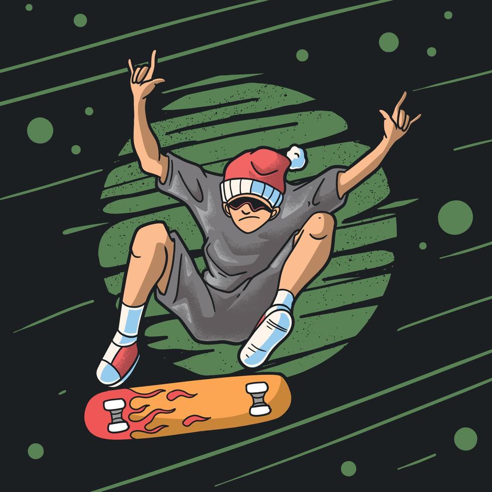 genial truco de estilo de salto de skater vector