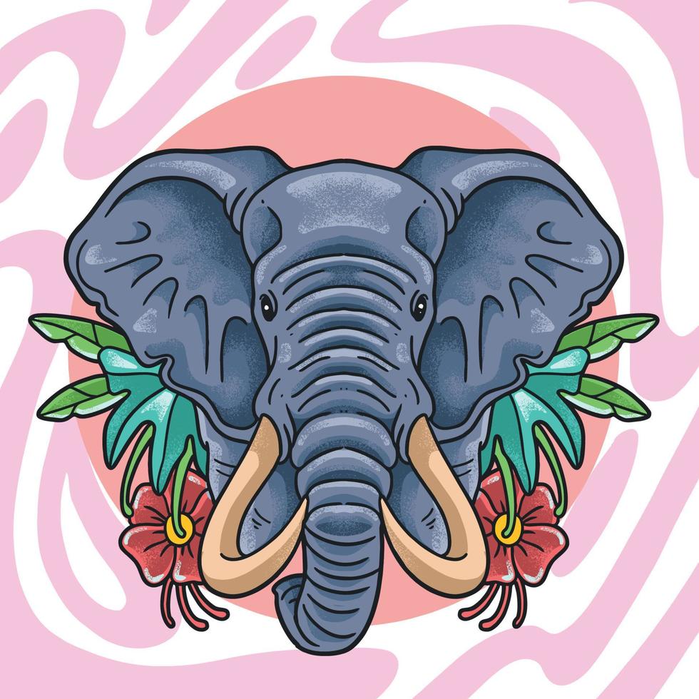 beautiful elephant head floral nature vector