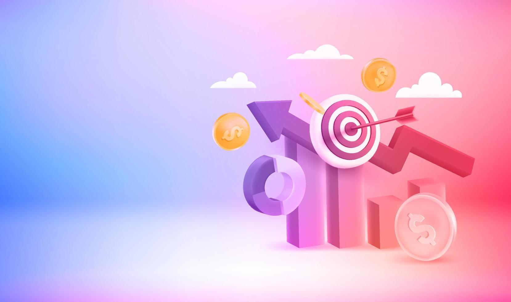 Business success concept. 3d vector banner with copy space