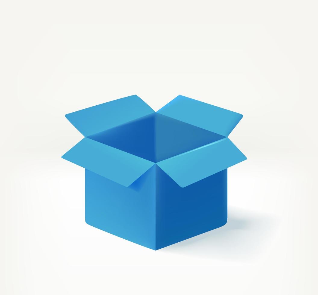 Open shipping box. 3d vector icon