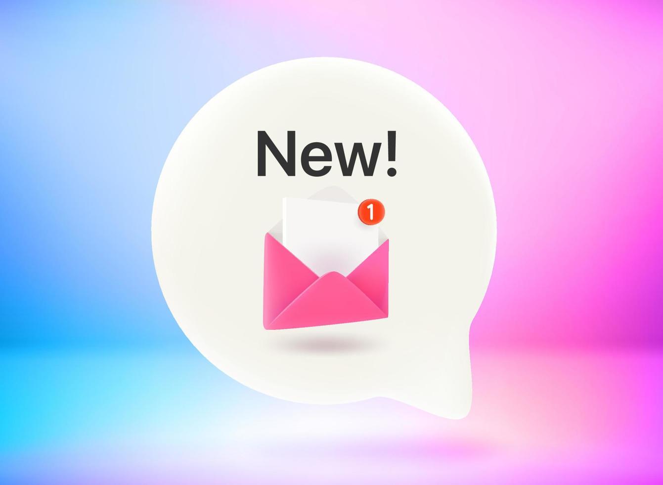 New message concept. Chat bubble with cute emojis. Vector 3d illustration