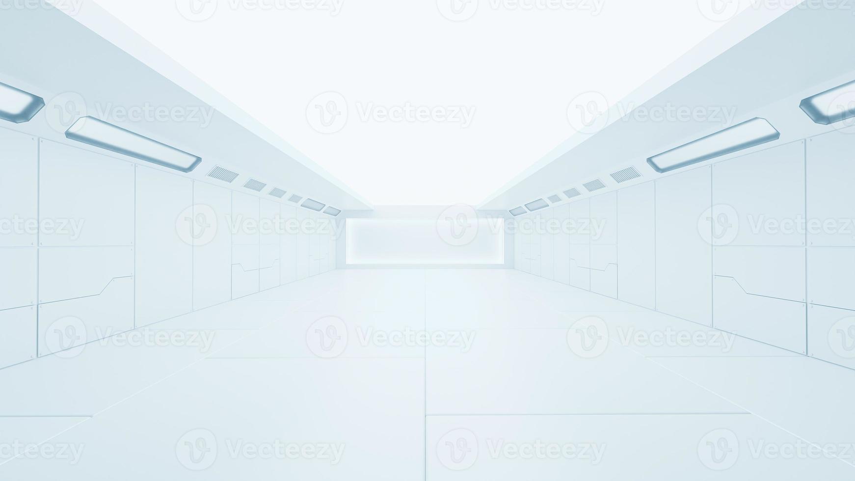 Scientific laboratory or empty white room. Technology background and science concept. 3D Render. photo