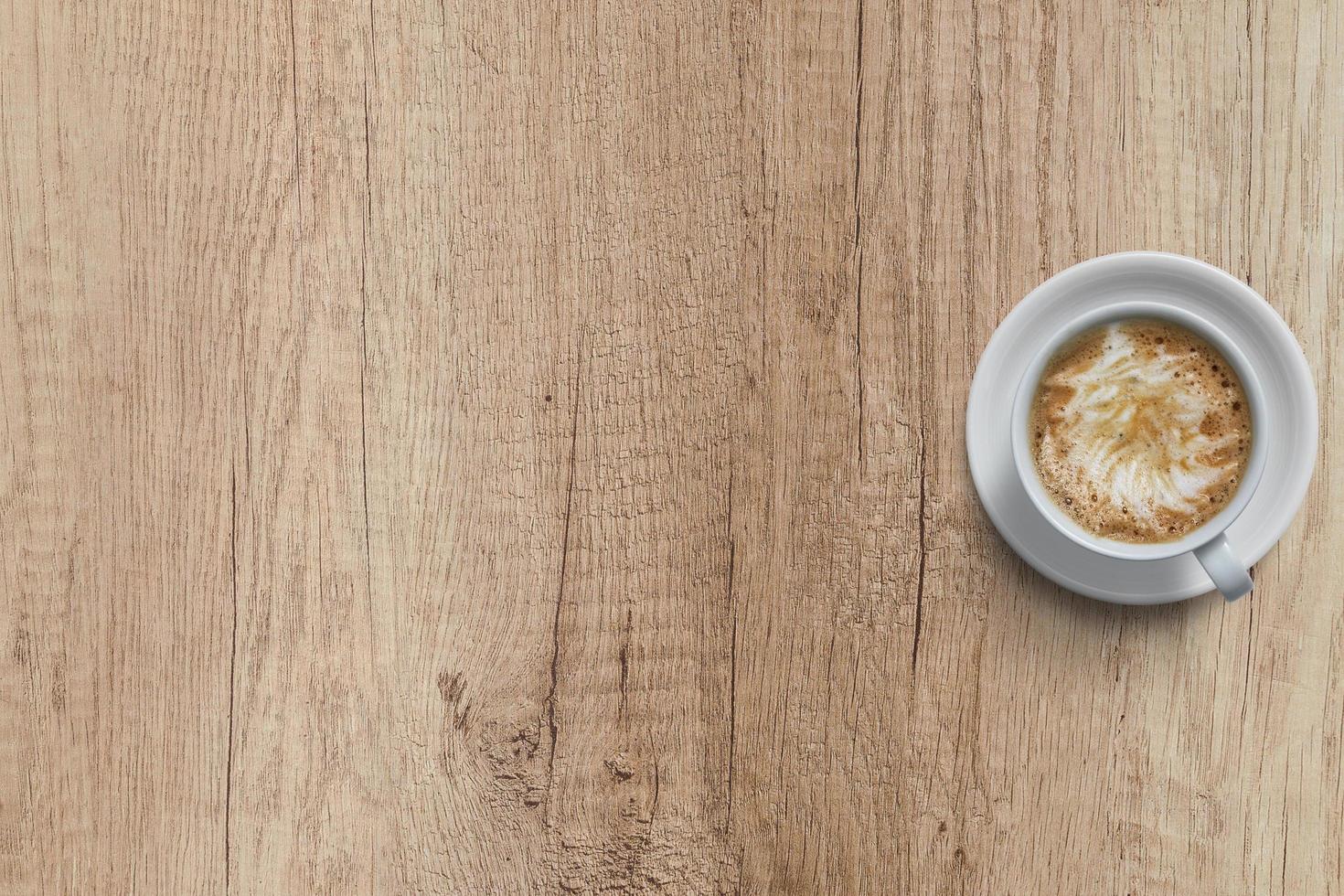 top view coffee dishes on mug photo