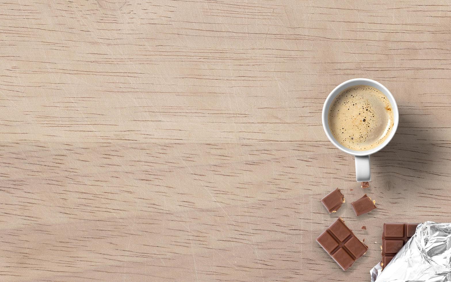 top view coffee dishes on mug photo
