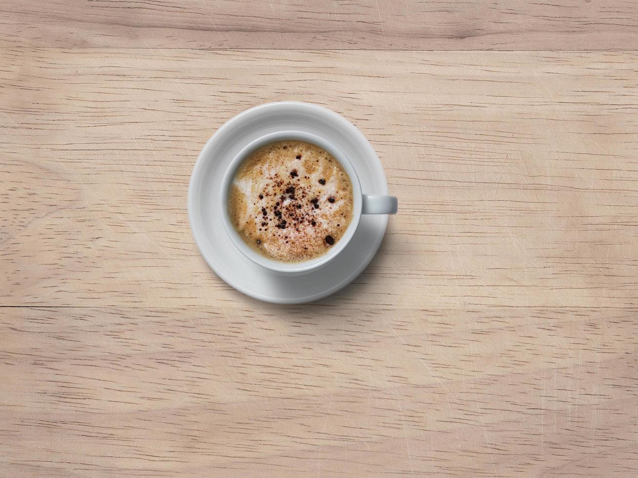 top view coffee dishes on mug photo