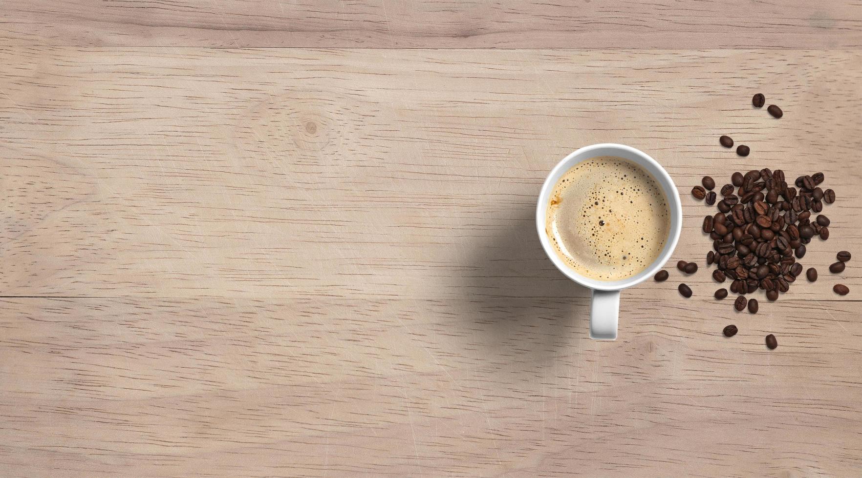 top view coffee dishes on mug photo