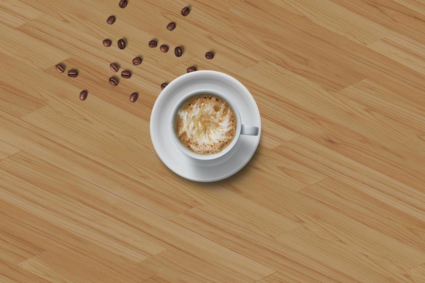 top view coffee dishes on mug photo
