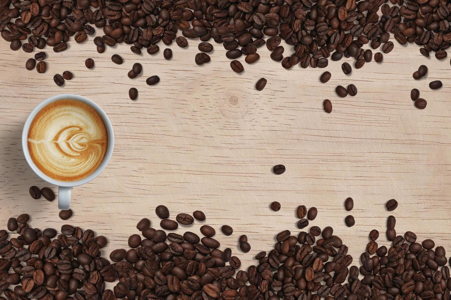 top view coffee dishes on mug photo