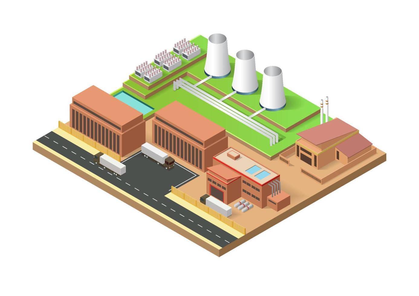 geothermal energy power plant  building vector