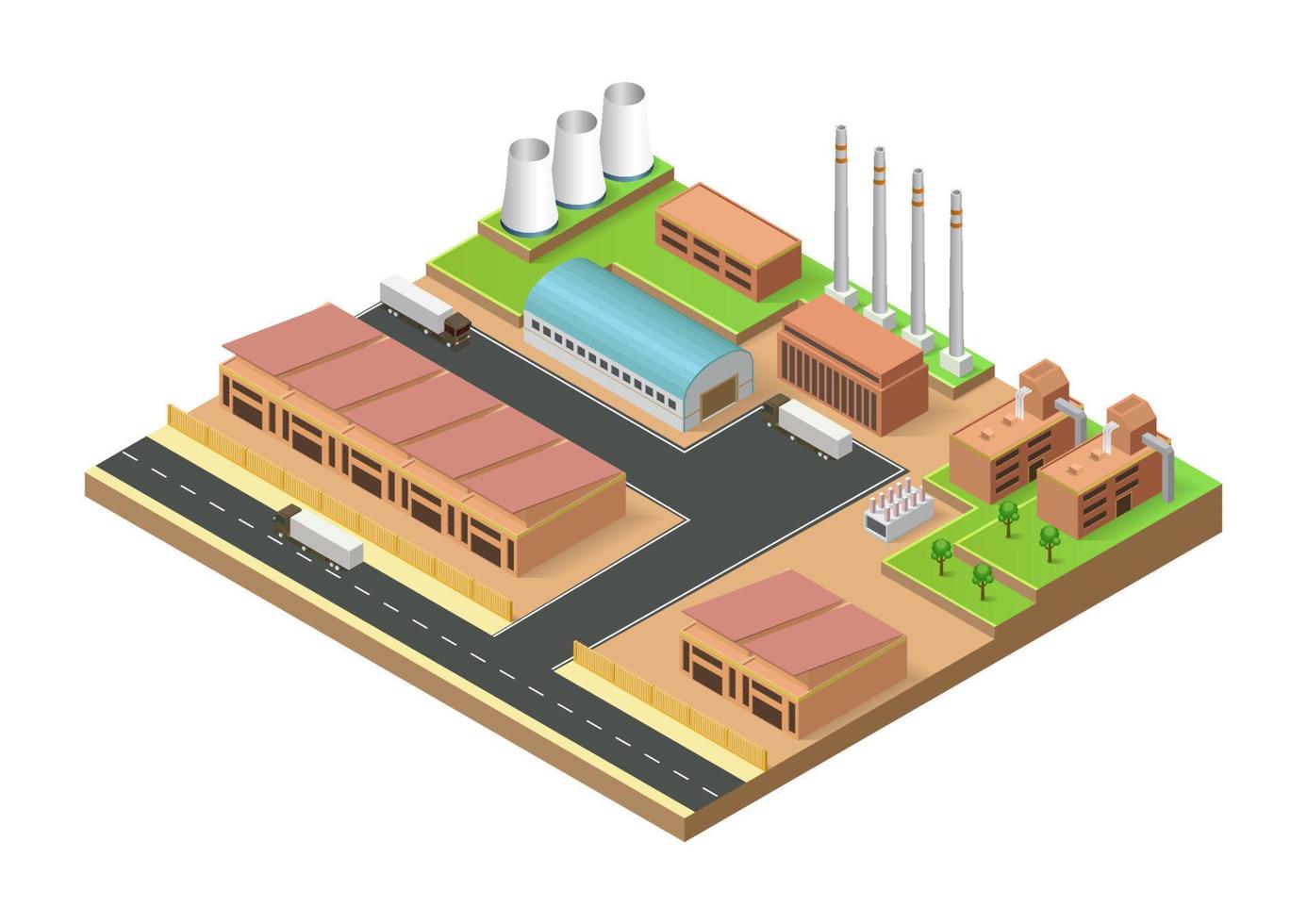 geothermal energy power plant  building vector