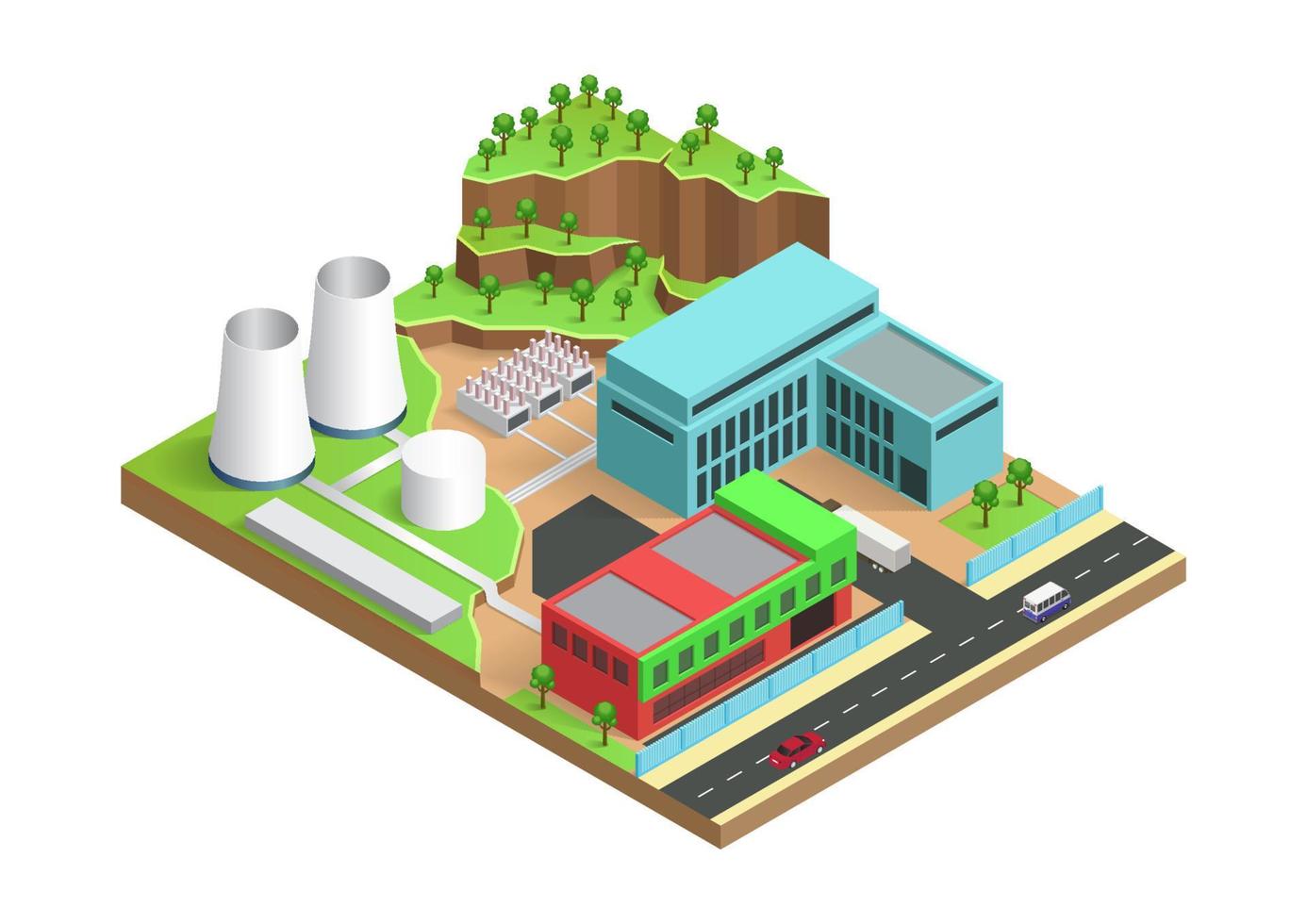 geothermal energy power plant  building vector