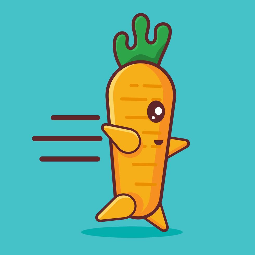 cute carrot character mascot running isolated vector illustration