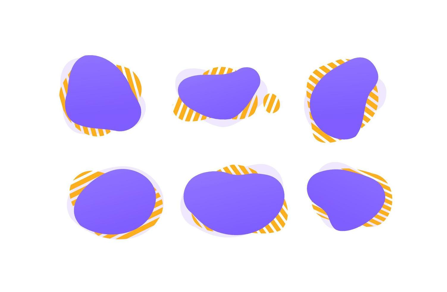 elemento de forma abstracta plana líquida de blob degradado con dos colores púrpura amarillo para plantilla de gráficos vector
