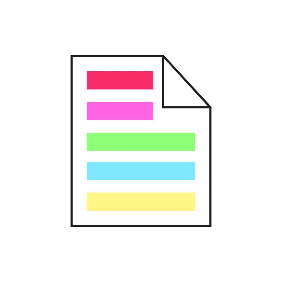 Vector illustration of file icon in outlined color style. Suitable for design element of document paper icon and office file symbol.