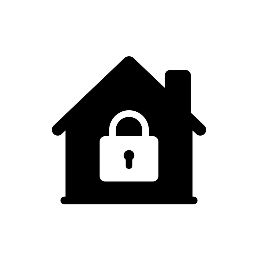 Flat vector illustration of home and paddlock icon. Suitable for design element of smarthome security, and homepage safety icon.