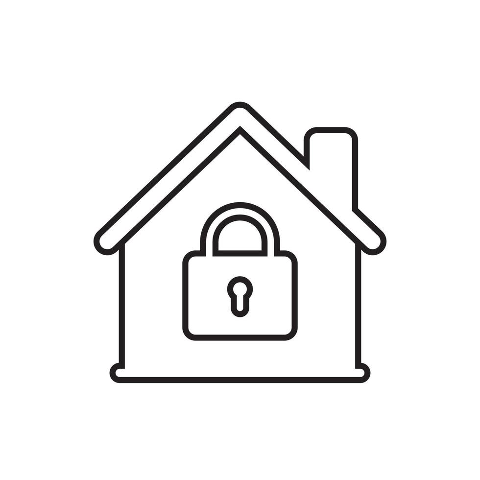 Vector illustration of lock and house icon. Suitable for design element of home security, digital safety for house, and smarthome app icon.