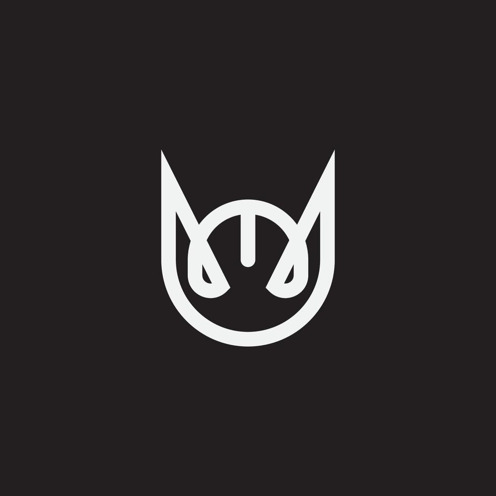 cabeza de gato animal con plantilla de logotipo de diseño de monograma um o mu. vector