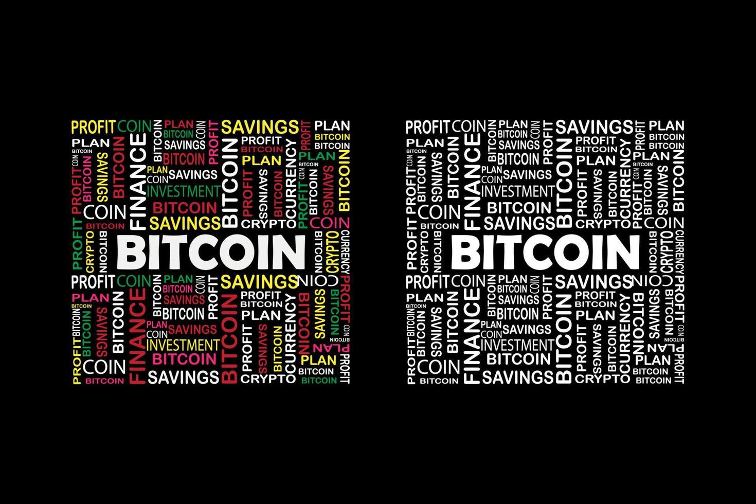 bitcoin, Cryptocurrency creative word cloud t-shirt design free vector template.