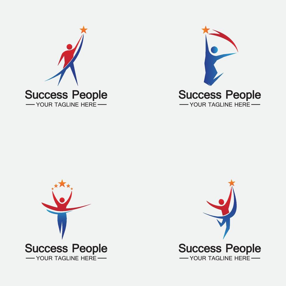Establecer plantilla de diseño de vector de logotipo de personas de éxito