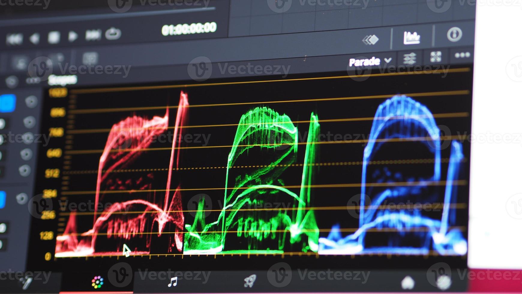 Color grading graph or RGB colour correction indicator on monitor photo