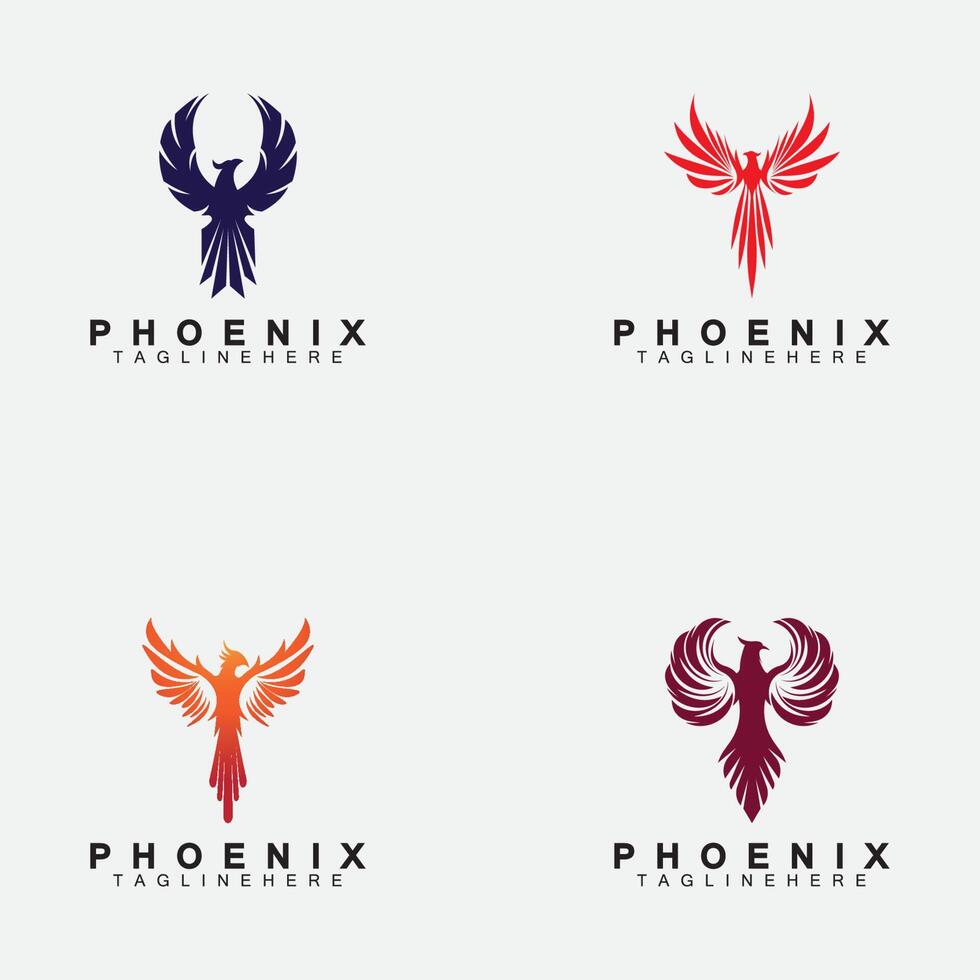 establecer plantilla de diseño de ilustración de vector de logotipo de phoenix