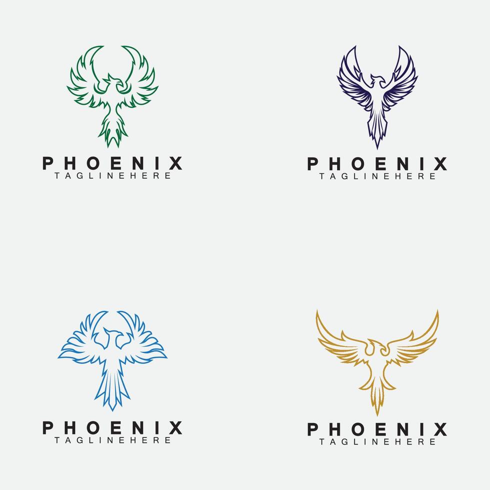 establecer plantilla de diseño de ilustración de vector de logotipo de phoenix