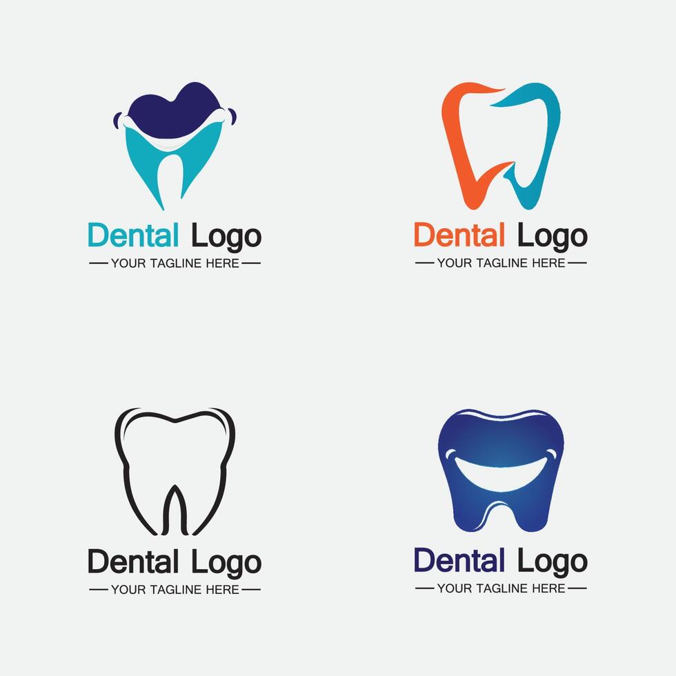 establecer plantilla de vector de diseño de logotipo dental. logotipo de dentista creativo. logotipo vectorial de la clínica dental.