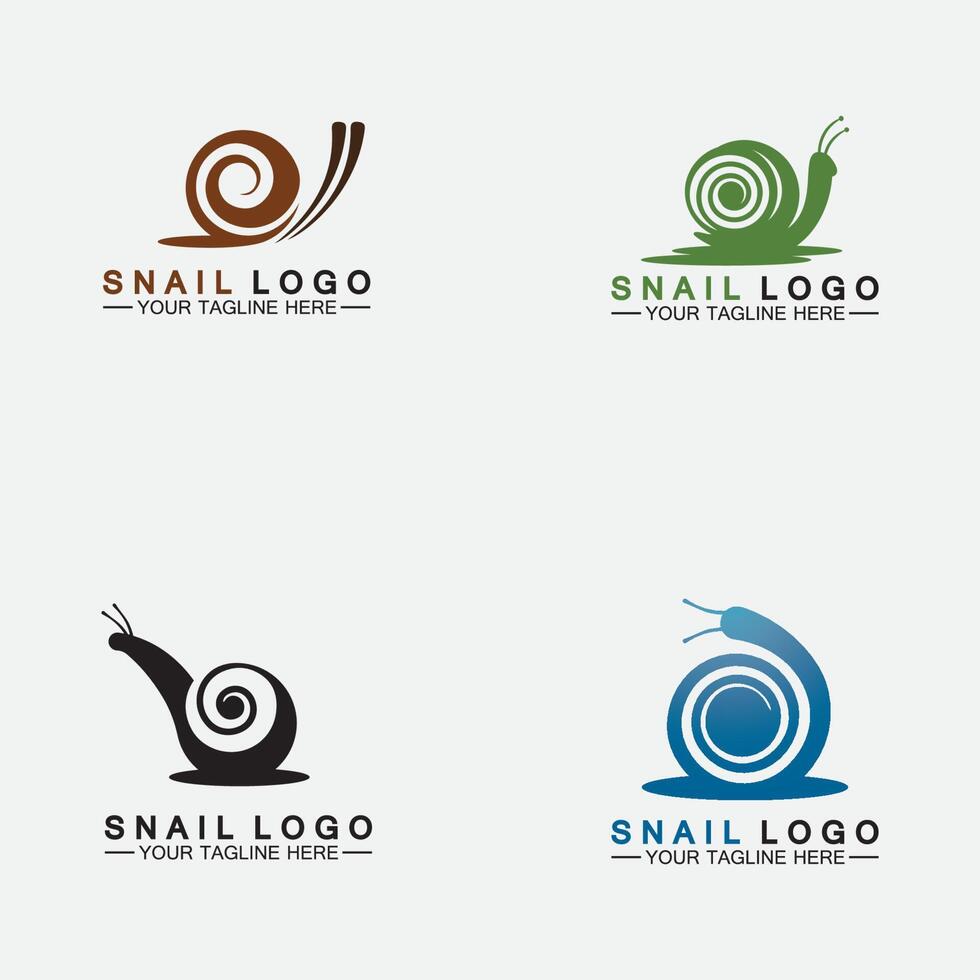 Set Snail logo template vector icon illustration design