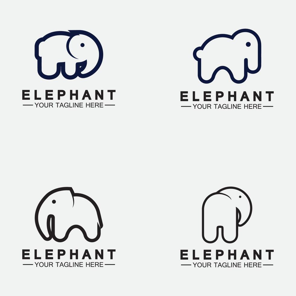 Set Elephant Logo Vector Illustrator Design Template