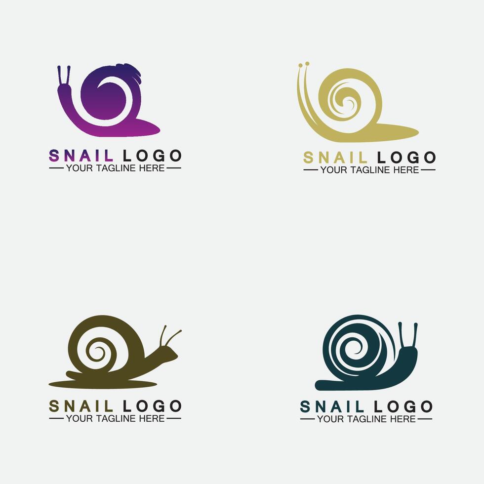 Set Snail logo template vector icon illustration design