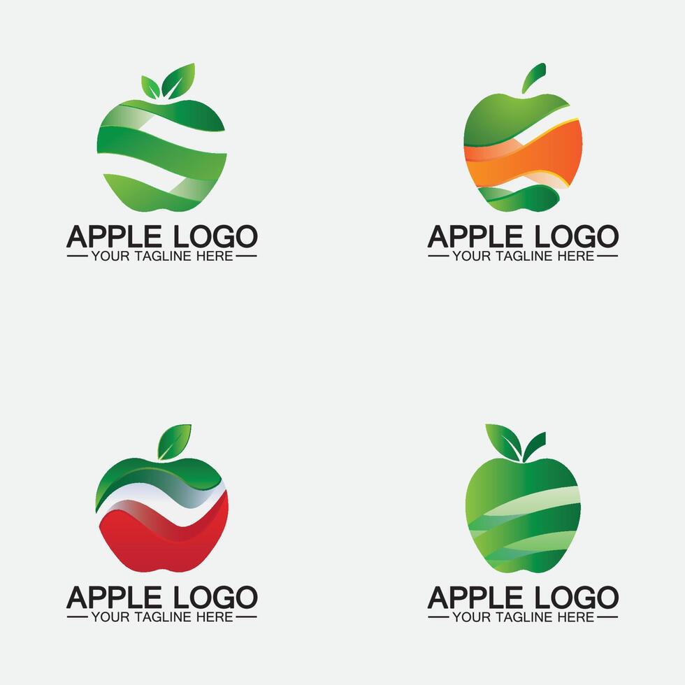 establecer el logotipo de Apple. diseño de alimentos saludables de frutas plantilla de vector de inspiración de diseño de logotipo de apple