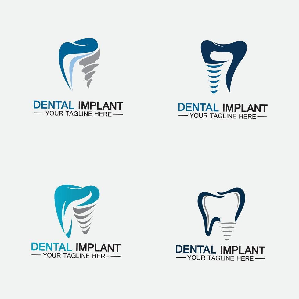 Plantilla de concepto de diseños de vectores de logotipo de implante dental
