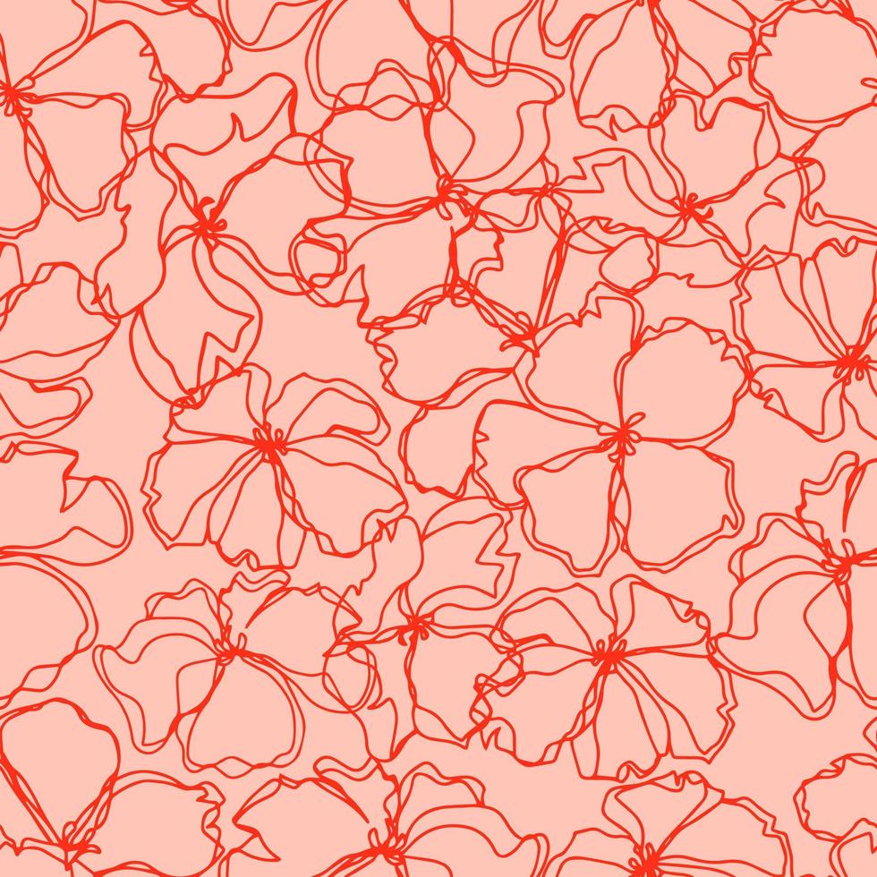 vector seamless pattern flowers with leaves. Botanical illustration for wallpaper, textile, fabric, clothing, paper, postcards