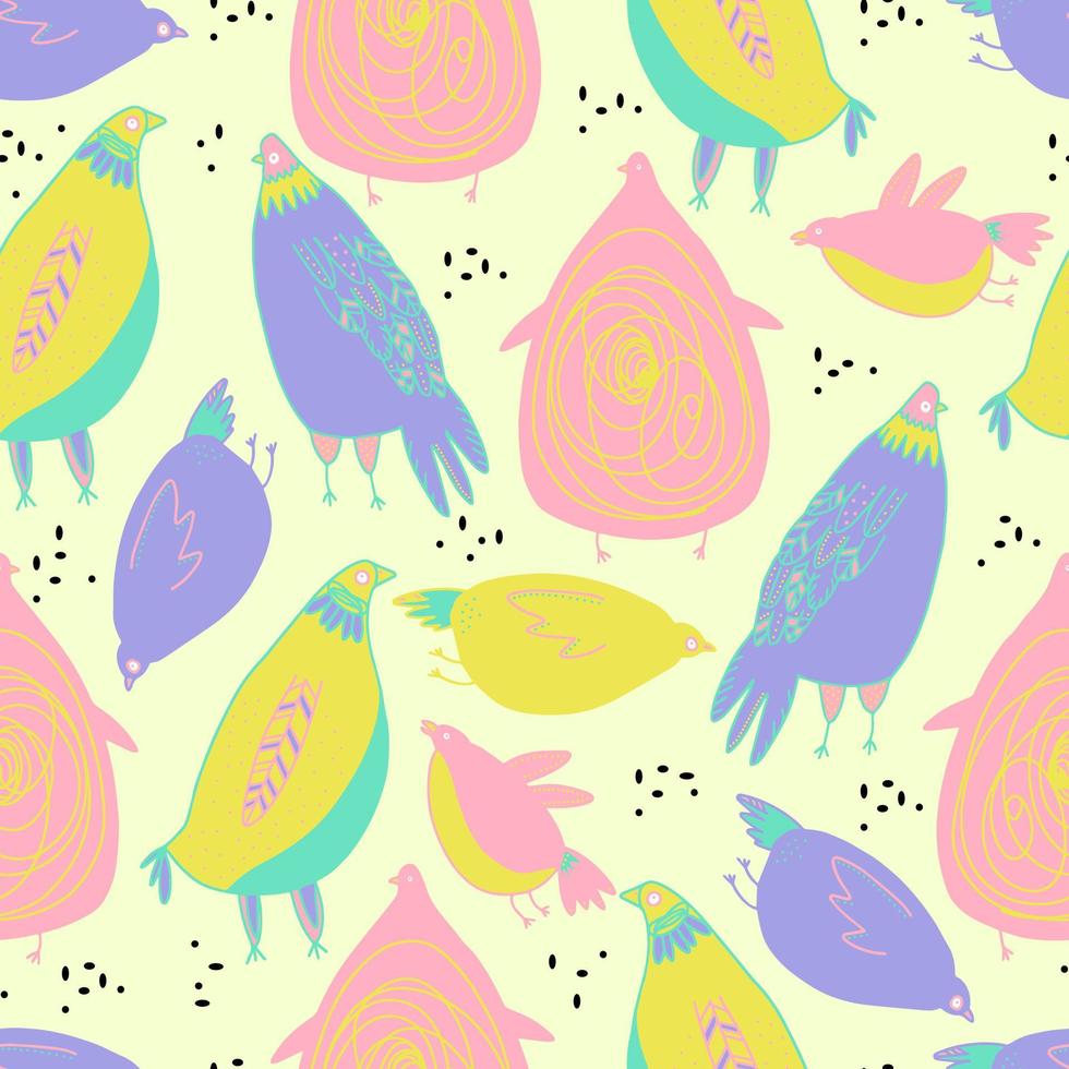 vector seamless pattern multicolored cute birds .