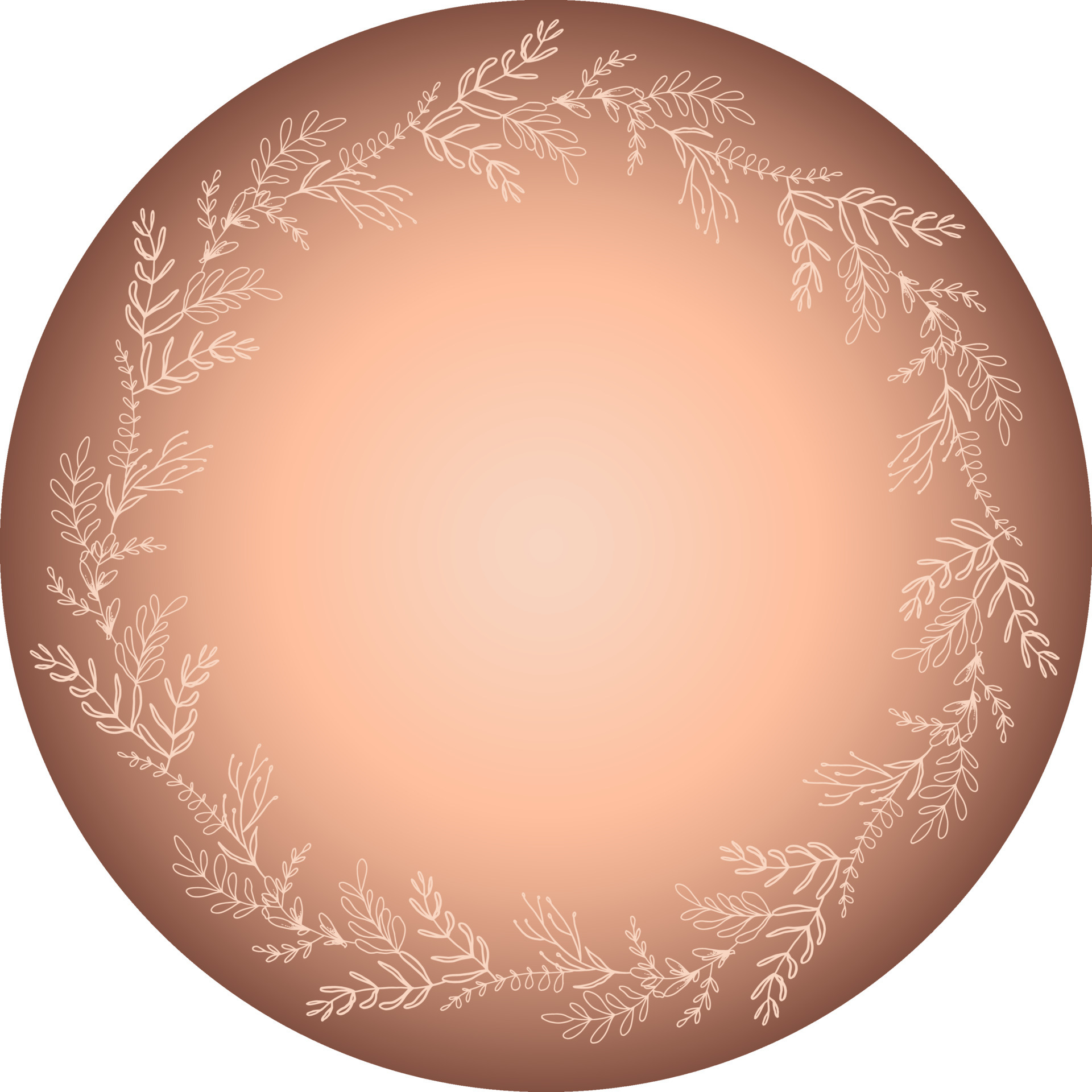 Vector isolated blank round label with botanical wreath frame ...