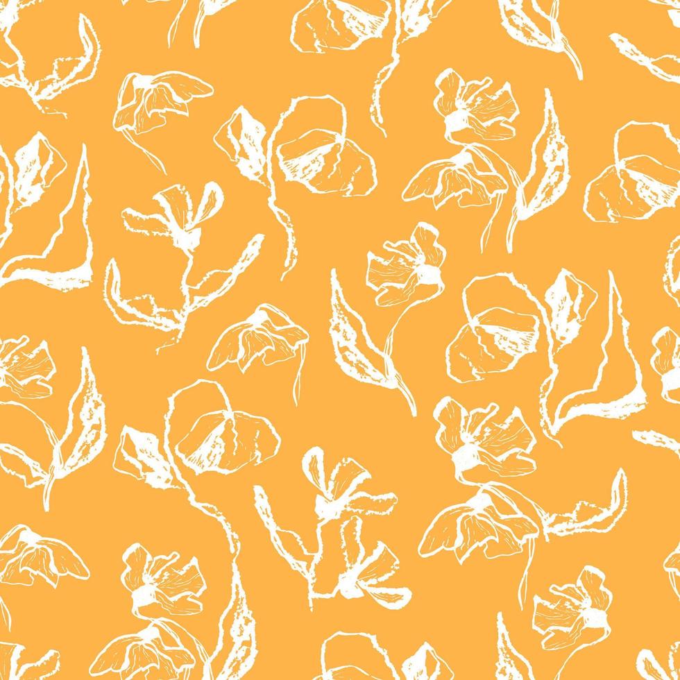 vector seamless pattern flowers with leaves. Botanical illustration for wallpaper, textile, fabric, clothing, paper, postcards