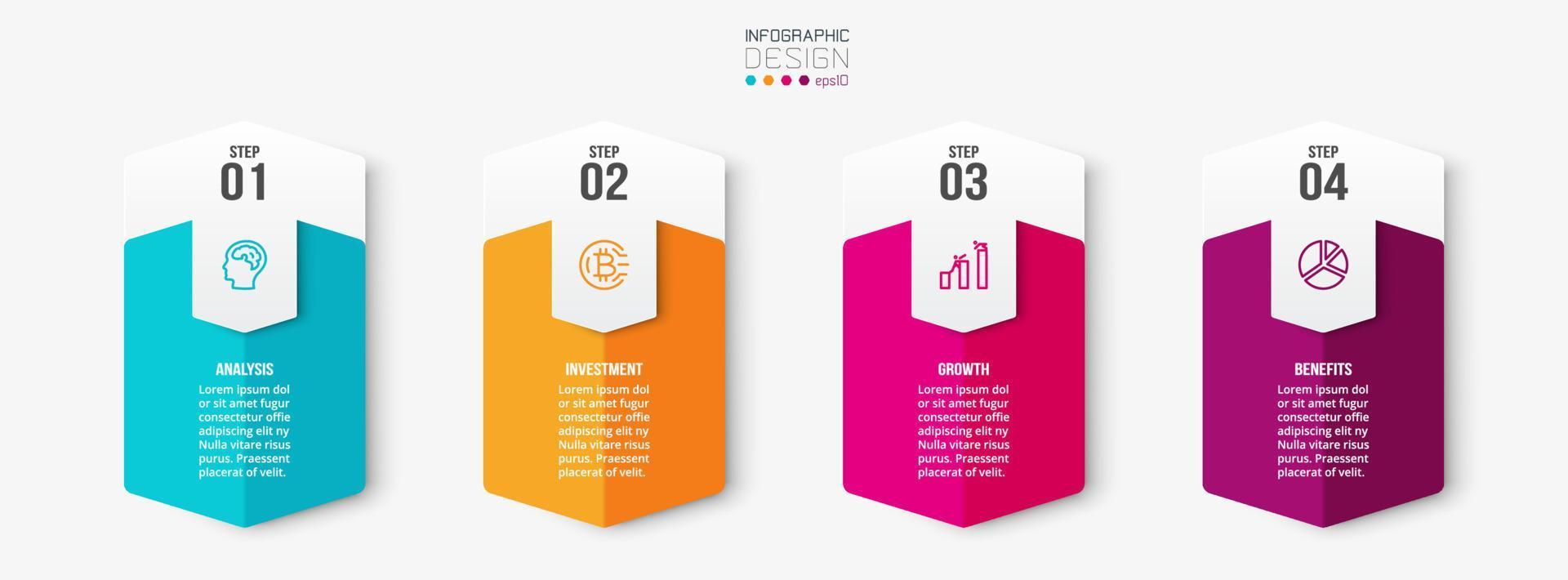 concepto de negocio de plantilla infográfica con paso. vector