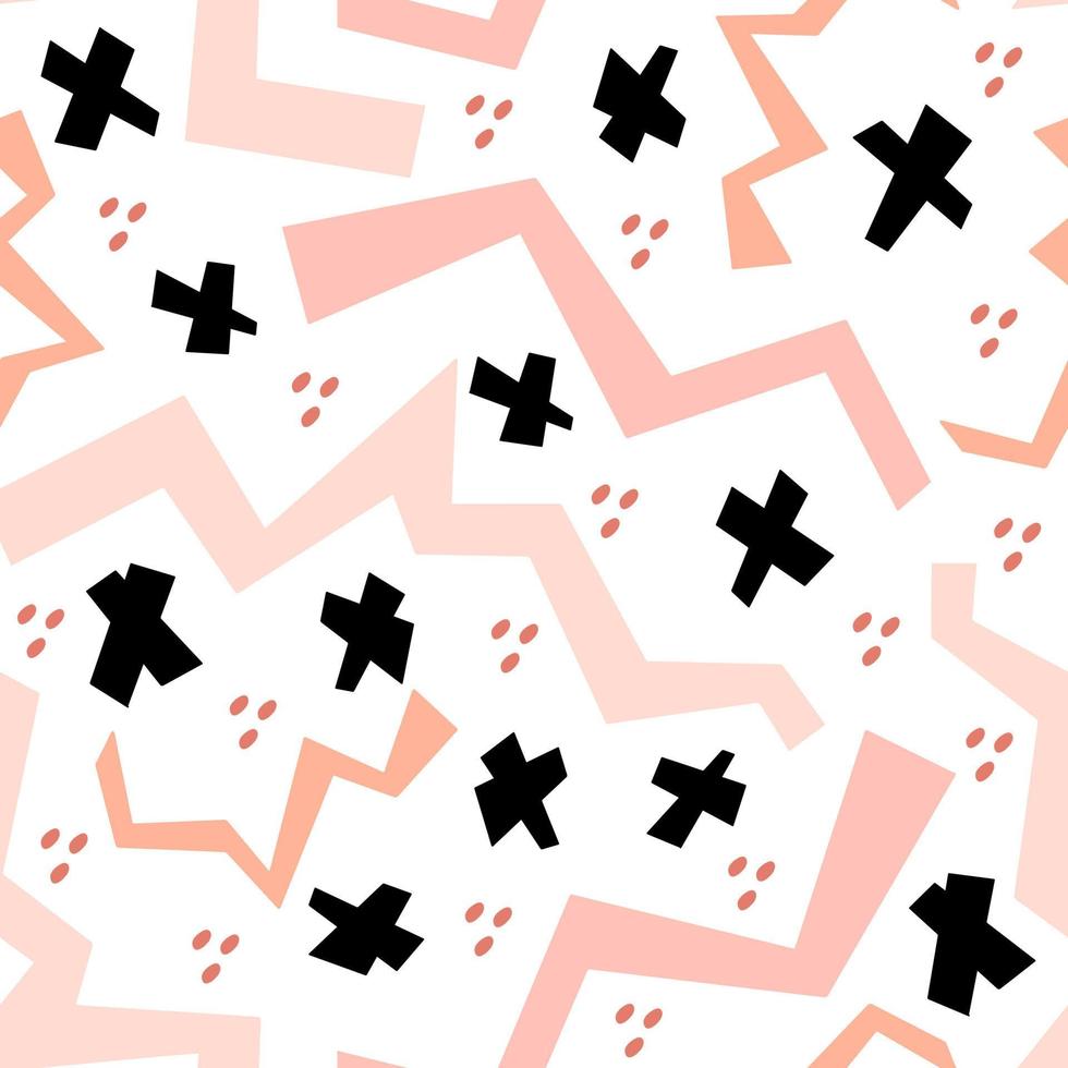 abstract seamless vector pattern chaotic different figures on contrasting background. Simple geometric pattern with Artistic shapes.