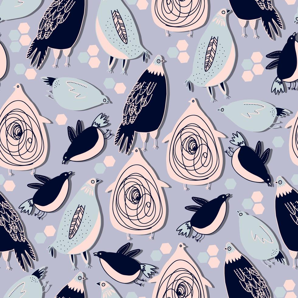 vector seamless pattern multicolored cute birds .