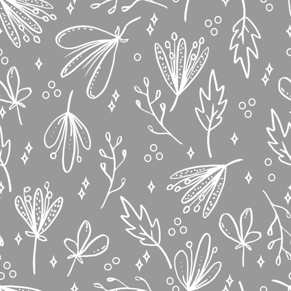 vector seamless pattern flowers with leaves. Botanical illustration for wallpaper, textile, fabric, clothing, paper, postcards