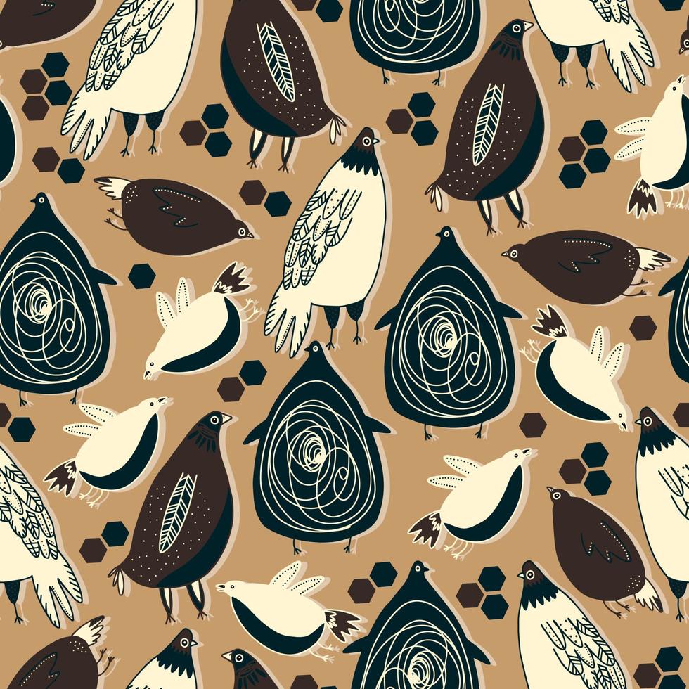 vector seamless pattern multicolored cute birds .